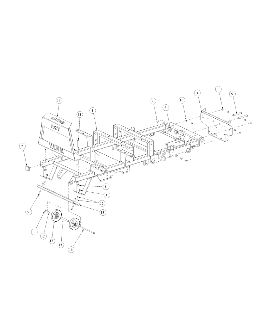 Frame Assembly Diagram and Parts List for M72-KW LC-53AB5GFZ750-29HP-DFI-OHV-LC Cub Cadet Lawn Tractor